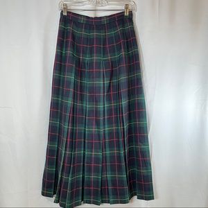 Vintage Doncaster Tartan Plaid Wool Midi Skirt